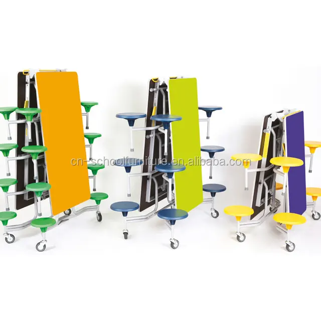 School Furniture Dining Table with Color Plastic Seats Dining Table Set