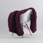 100% Merino Wool Chunky Knit Carpet, Arm Handmade Knitting Baby Throw Blanket