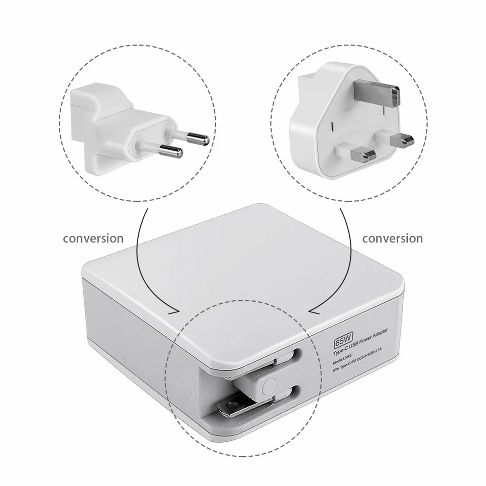 Portefeuille Universal 65W USB PD Power Home Wall Travel Charger Adapter Type-C Intelligent Quick Charge For iPhone iPad Macbook (12)
