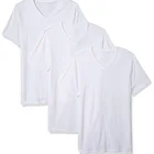 Wholesale High quality men T-shirt V-neck T-shirt custom cotton blank white T-shirt printing