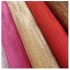 Animal embossed gild printed fake Leather Fabric