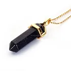 Fashion Wholesale Blue Sand Stone Gold Plated Necklace Pendant Natural Mens Jewelry