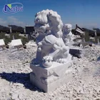 Factory natural stone carving square outdoor garden decoration gate white marble foo dog statues sale