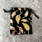 Custom Gold Stamping Logo Free Samples Black Velvet Pouch Bag
