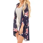 Beach Wear Cover UP Tops Women Chiffon Flower Print Tassels Coat Suit Kimono Cover Sunscreen air conditioning Smock