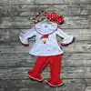 baby girls Christmas outfit girls Santa Claus clothing bay girls boutique party clothes top white with red pant with accessories