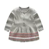 Stylish girls knit sweater dress spring autumn striped knitted pleated dress