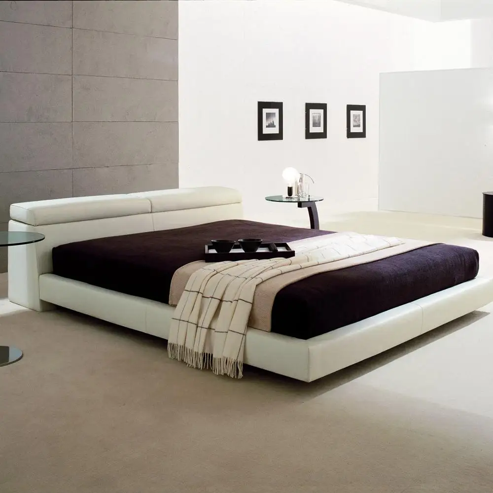 Yatak odası mobilyası suni deri king-size yatak