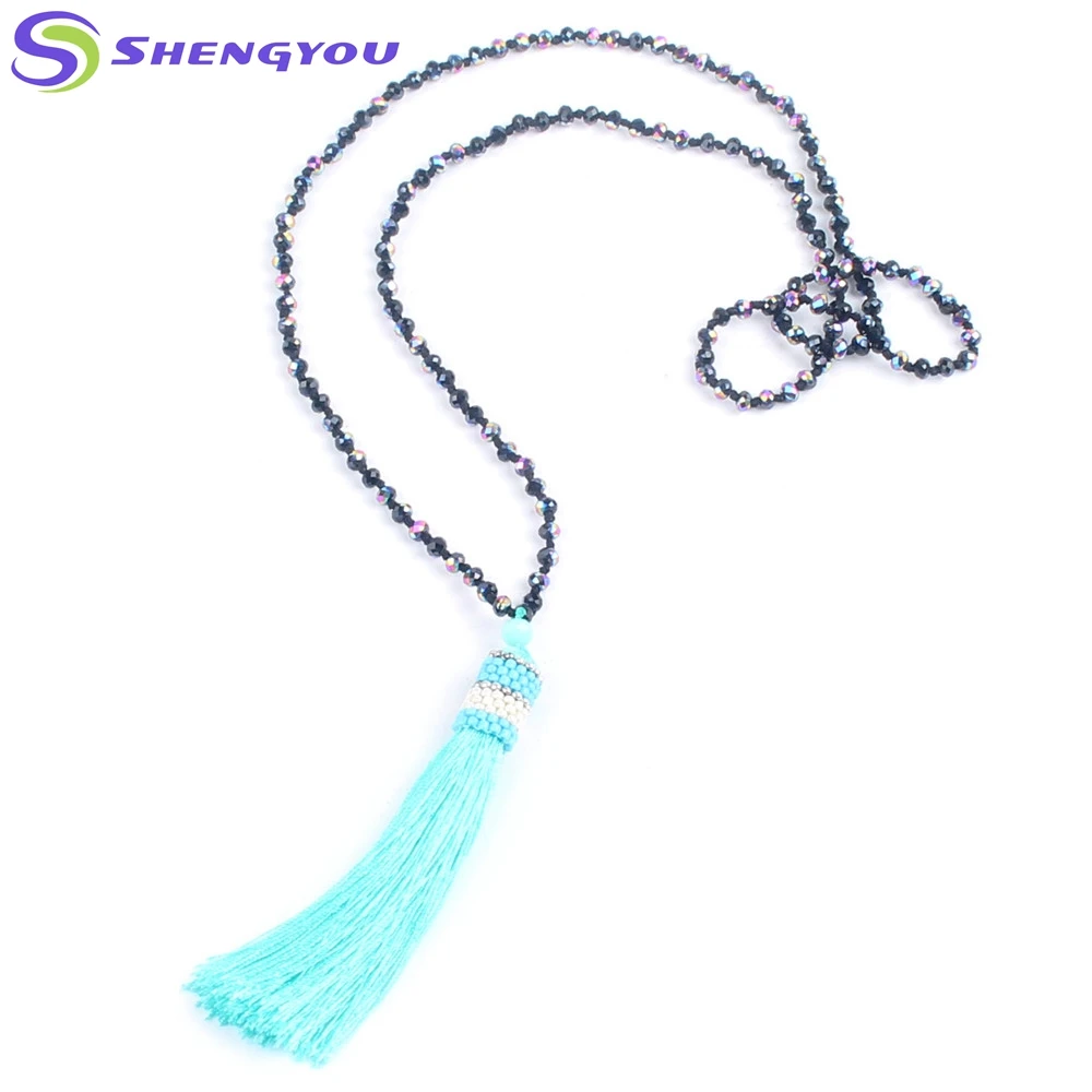 Handmade Jewelry Latest Design Tassel Bead Necklace with Multiple Colors