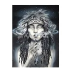 Nude Man Fire Diamond Painting Indian Smoking Portrait DIY Full Drill Number Kits for Home Hotel Cafe Wall Decoration