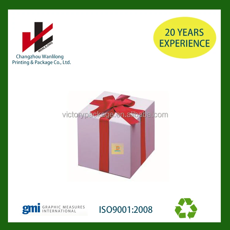 professional oem custom hard board paper gift box with ribbon