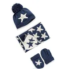 Baby Kid Boy Girl Winter Knitted Star Hat+Scarf+Gloves 3 Pieces Set