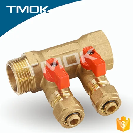 3/4 inch Brass Ball Valve Manifolds With 4 Way Male Outlets