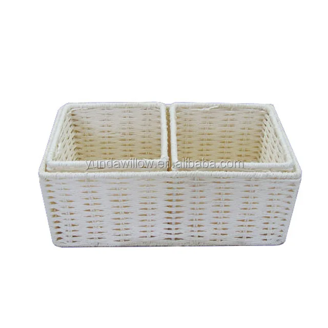 white paper basket weaving for storage