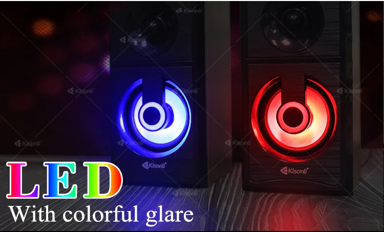 Hot sell wooden speaker perfect sound 2.0 channel passive Computer LED bookshelf speakers - ANKUX.COM