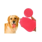 double side used silicone massage pet body bath brush with glove shape