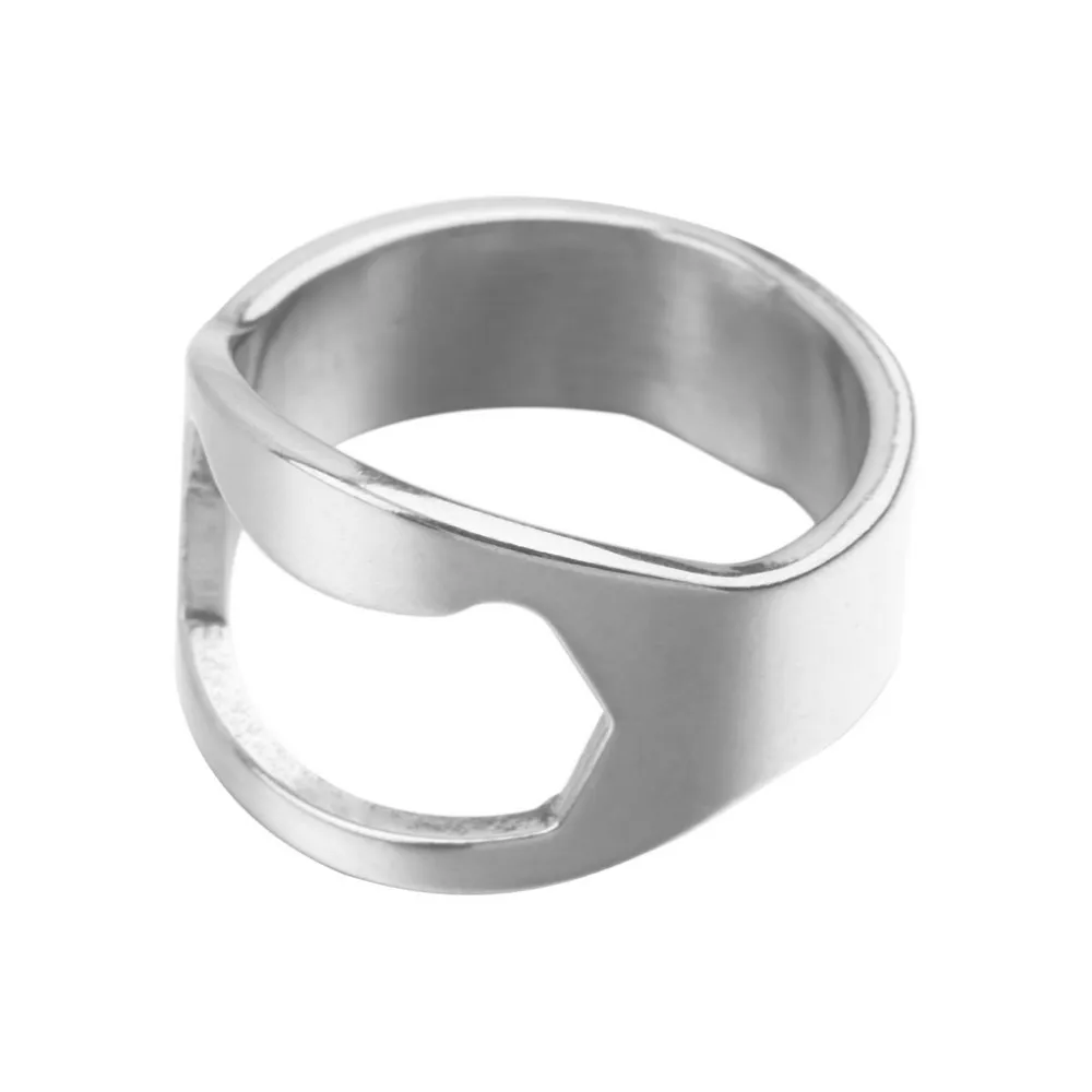 2PCs Stainless Steel Finger Ring Ring-Shape Beer Bottle Opener for Beer Bar Tool