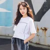 Summer Women's Loose Letter Student BF Wind Turtleneck Short Sleeve Casual T-Shirt