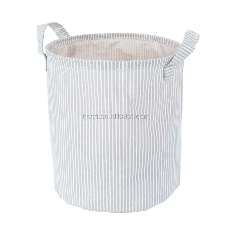 round large foldable pe cotton fabric canvas laundry basket