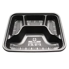 Customize Black Plastic food tray 4 compartment PP Blister pack food containers disposable