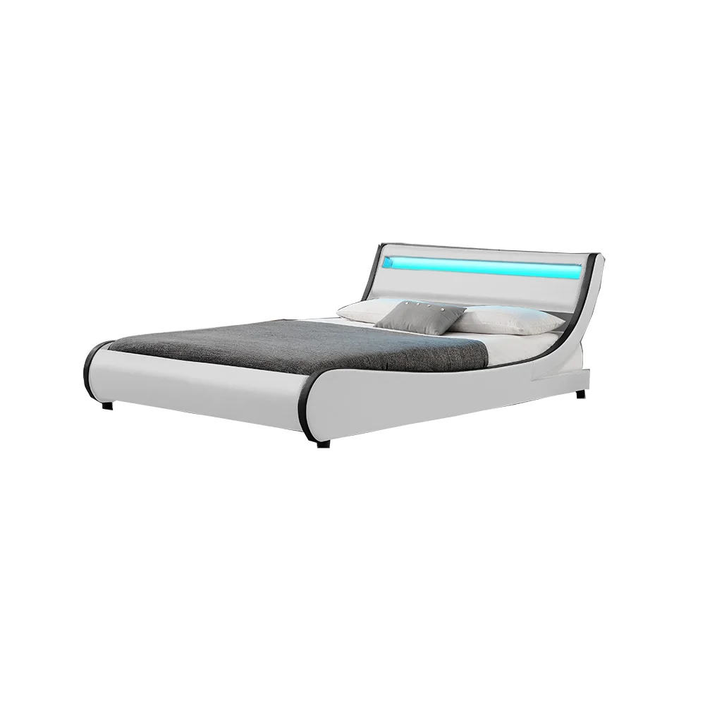 Эксклюзивный итальянский дизайн ENZO искусственная кожа PU кривая кровать