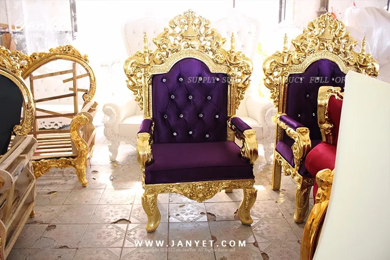 Hot Luxury gold king lion chair for hotel
