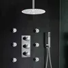 12'' Wall Mounted Thermostatic Mixer Valve Rainfall Shower Faucet Conceal Install Shower Set With Handheld Shower