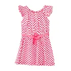 Hotsale ruffled frock design printed flutter sleeve kids girl one piece dress
