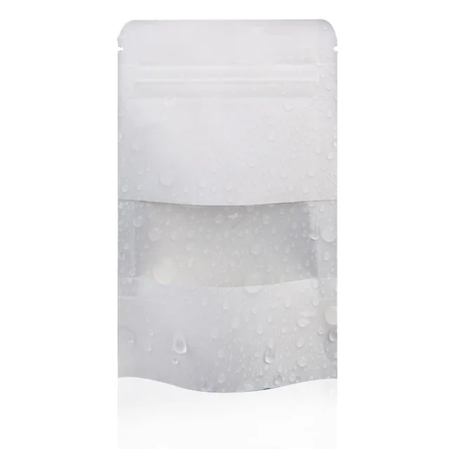 zipper snack food grade material stand up kraft paper plastic rice packaging bag with window