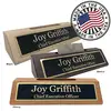 Personalized Business Desk Name Plate with Card Holder - Made in USA (Walnut Wood)