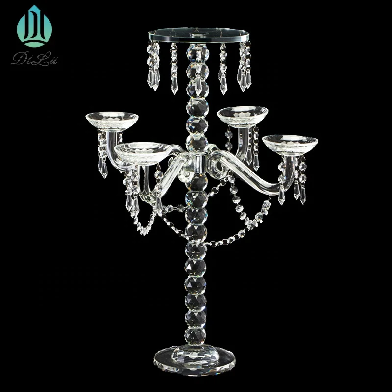 Tall Wedding Hurricane Crystal Candle Holder Flower Stand Crystal