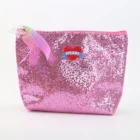 Women fashion sequin custom cosmetic bag with zipper