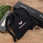 Black Cotton Canvas Jewelry Pouch with Cotton Rope