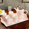 coffee diner mug Customized Bow tie Ceramic Diner Coffee Mugs 5pcs set with free spoon