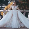 GuangZhou Luxury first Designed Removable Satin Overskirt Gown Wedding Dress with Best Prices