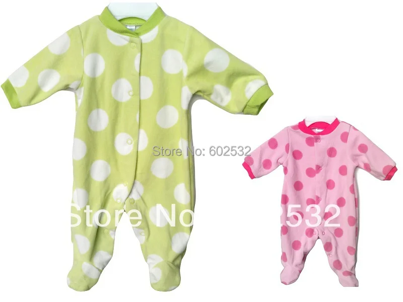 NEW Retail baby clothes Infant sleepwear newborn big Dot Romper baby Long-sleeved Fleece jumpsuit 0-9 months