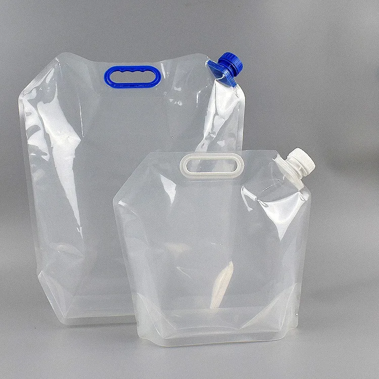hand-held pouch clear drinking water in plastic bag stand up