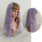 Purple Embroidery Headwear Decoration Veils Chapel Scarf