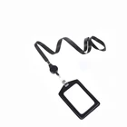 Faux Leather Business ID Badge Card Holder with Long Neck Strap Band Lanyard