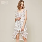 Summer Sleeveless Lady Ruffle Lace Chiffon Floral Dresses