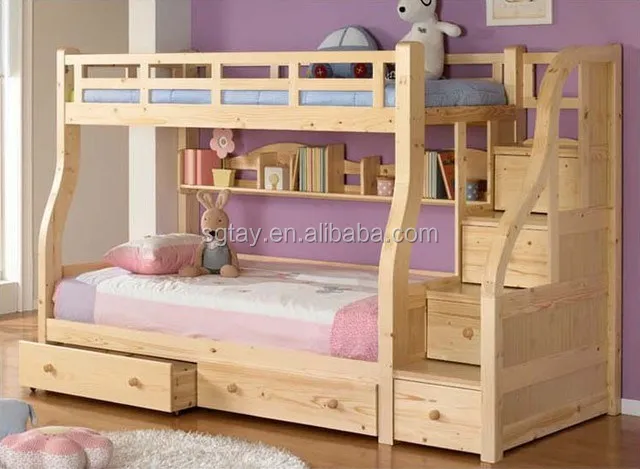 أثاث غرفة نوم من سرير خشب متين للأطفال