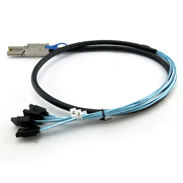 Male with Latch to SATA 7Pin Female Breakout Cable 0.5Meter 30AWG Internal Mini SAS 26Pin SFF-8087 x4