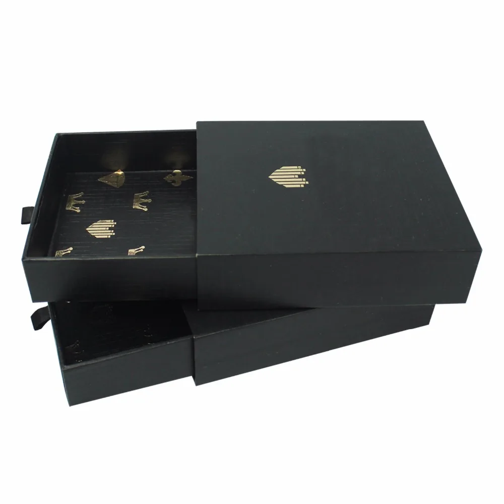 custom fancy black stamping luxury jewerly gift paper packaging