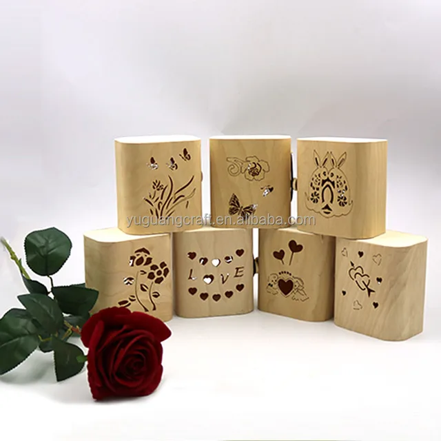 birch wood tie gift box with butterfly flower cutout