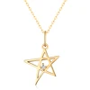 Five pointed star pendant 14K gold necklace,pure gold jewelry rose pink themed pendant
