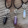 Pentagram and Crystal Necklace Wiccan Pagan Jewellery Opalite Moonstone Crystal Spiritual Choker
