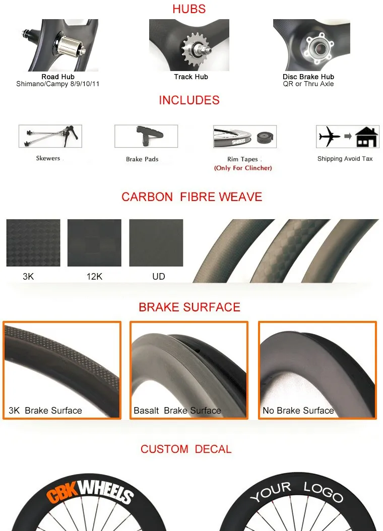 China wholesale CBK 700c road track carbon 3 spoke bike wheels clincher