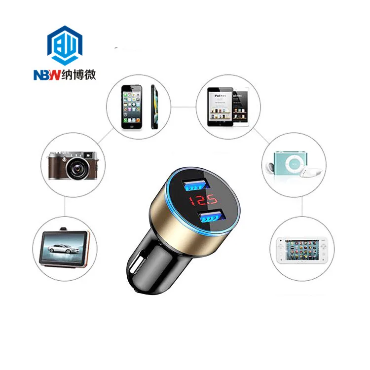 Mini USB Phone charger QC 3.0 USB Charger Fast Charge Dual Car Charger For Samsung S8 S9 S10