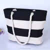Wholesale customized Leisure colorful canvas rope handle beach bag Outdoor strip ladies beach tote bag