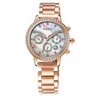 Top brand luxury chrono full diamond watch ladies custom stainless steel watch